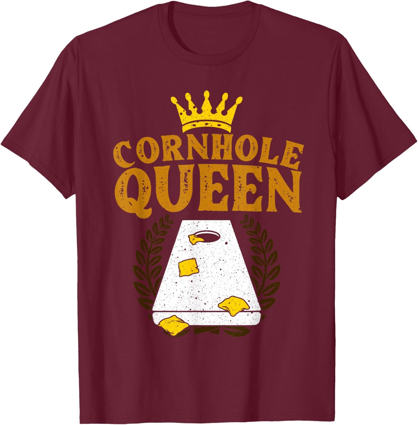 Funny Cornhole Queen Design Girls Cornhole Lover T-Shirt - T-Shirt | Maroon
