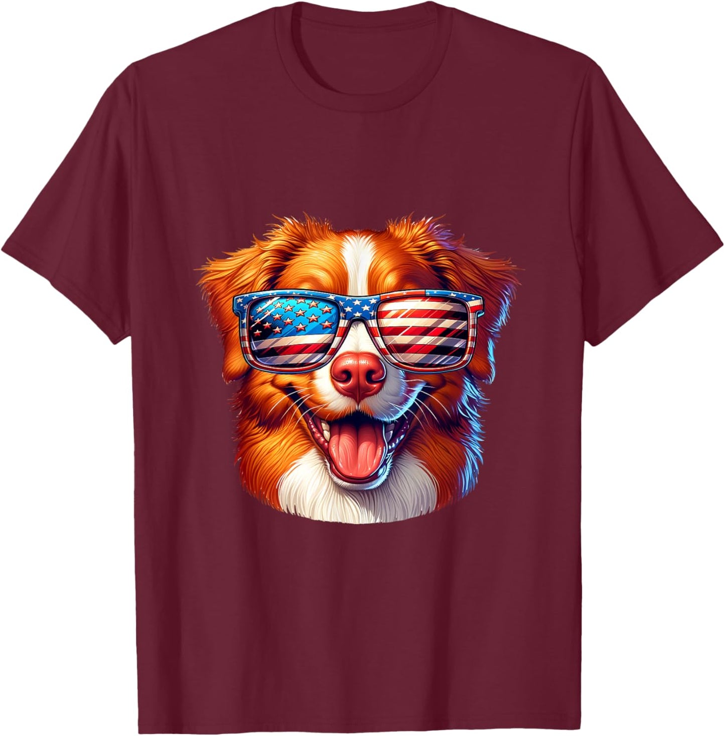 Nova Scotia Duck Tolling Retriever toller 4th Of July Dog Women Kids T-Shirt - T-Shirt | Maroon