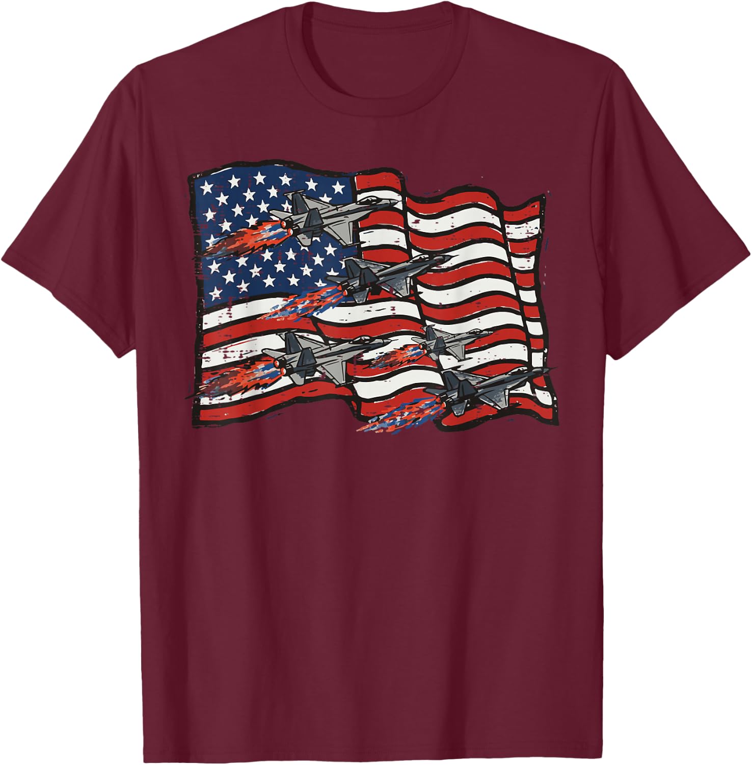 4th of July Jets America Flag Patriotic Men Boys Kids Women T-Shirt - T-Shirt | Maroon
