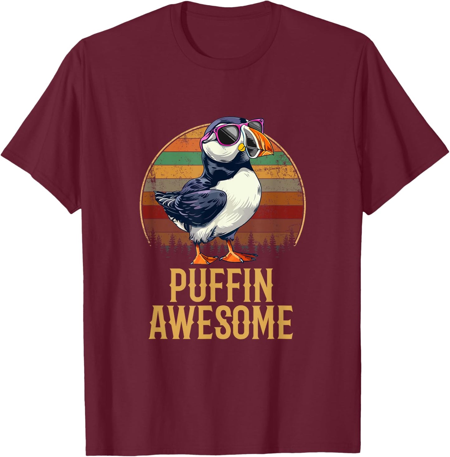 Puffin Awesome, Puffin T-Shirt - T-Shirt | Maroon