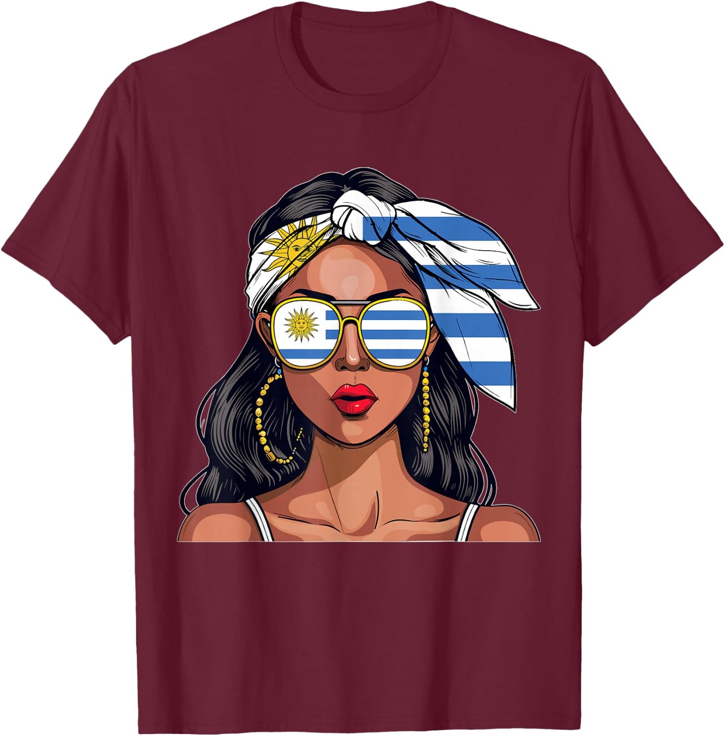 Uruguayan Souvenirs Products Woman Flag Uniform Uruguay T-Shirt - T-Shirt | Maroon