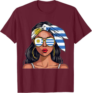 Uruguayan Souvenirs Products Woman Flag Uniform Uruguay T-Shirt - T-Shirt | Maroon