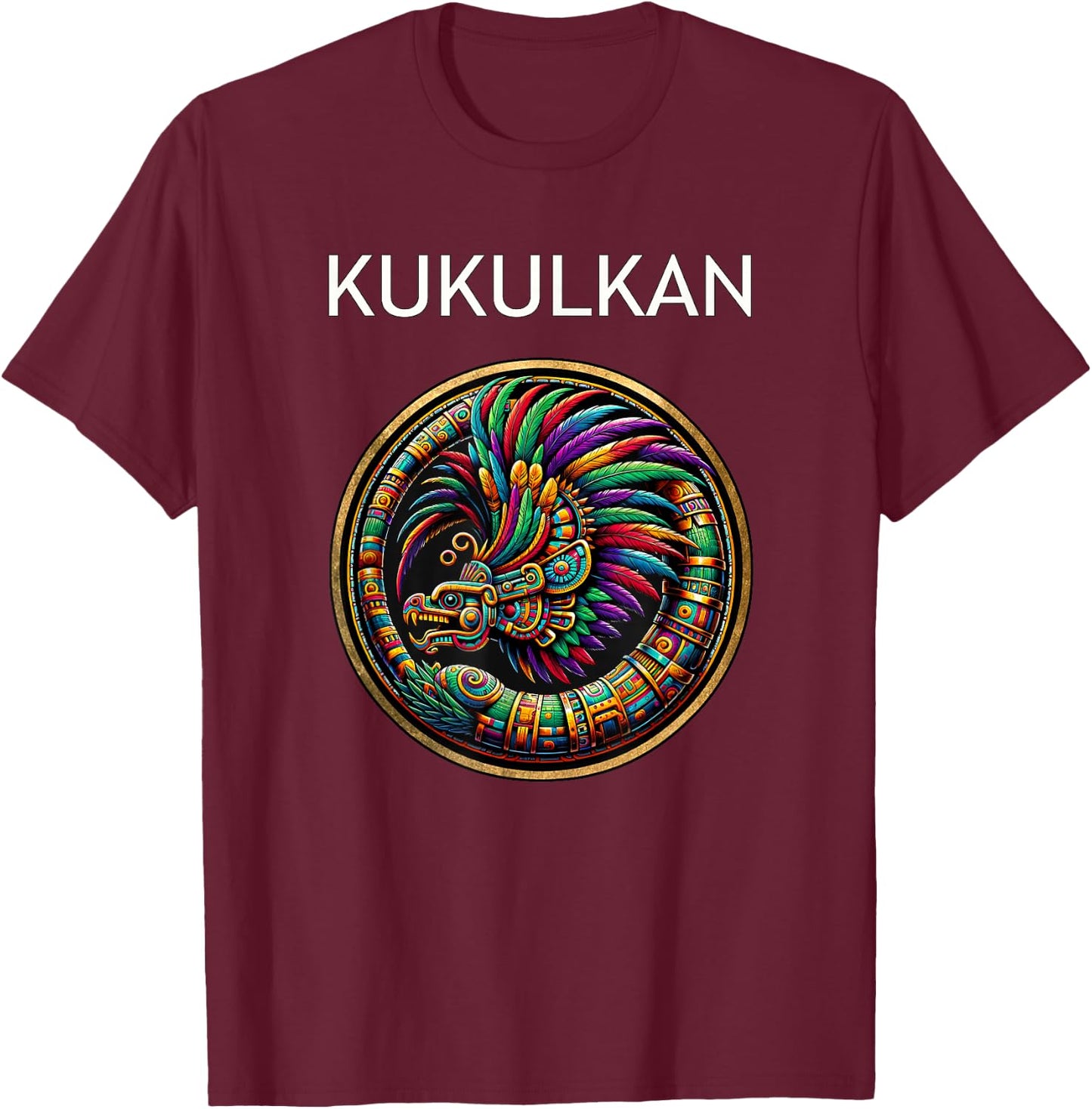 Kukulkan Mayan God of the Wind and Rain T-Shirt - T-Shirt | Maroon