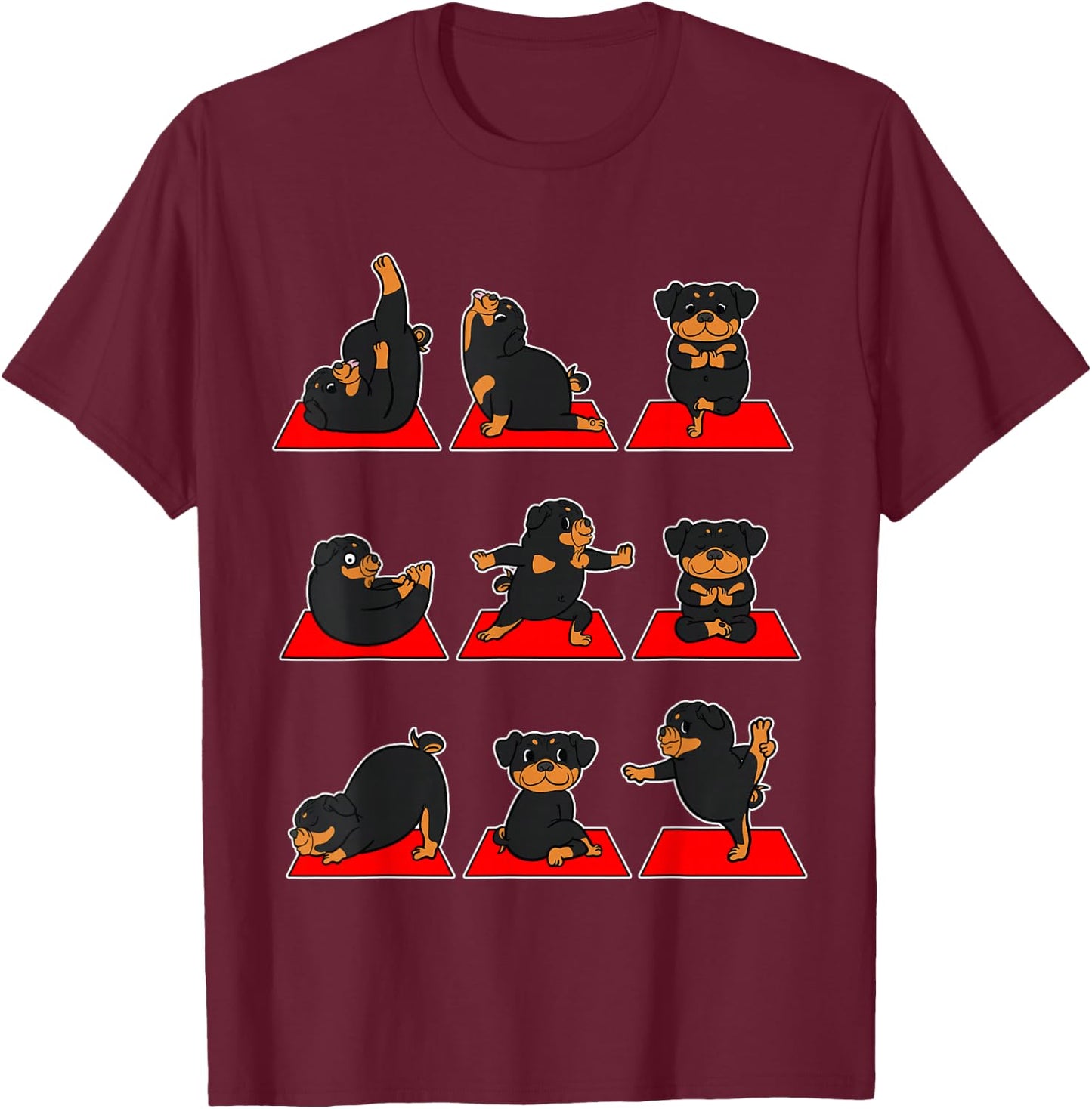 Rottweiler Yoga Student Teacher Meditation Namaste T-Shirt - T-Shirt | Maroon