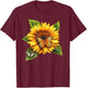 Butterfly Sunflower Floral Flower T-Shirt - T-Shirt | Maroon