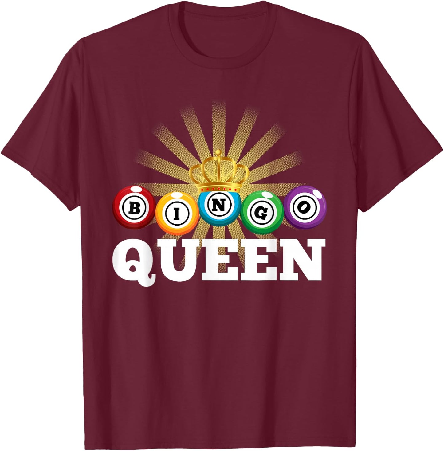 Bingo Queen Design Girls Bingo Lover Bingo Player T-Shirt - T-Shirt | Maroon