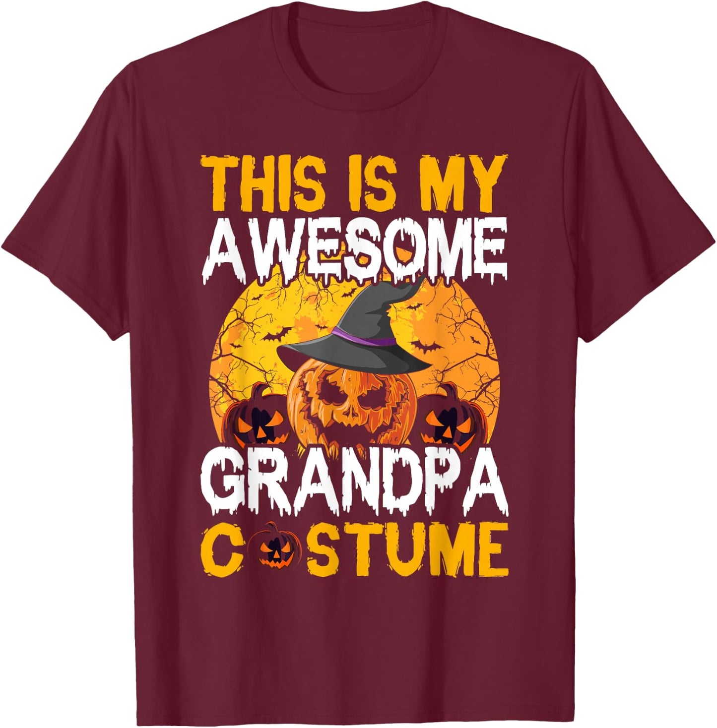 This Is My Awesome Grandpa Costume Halloween T-Shirt - T-Shirt | Maroon