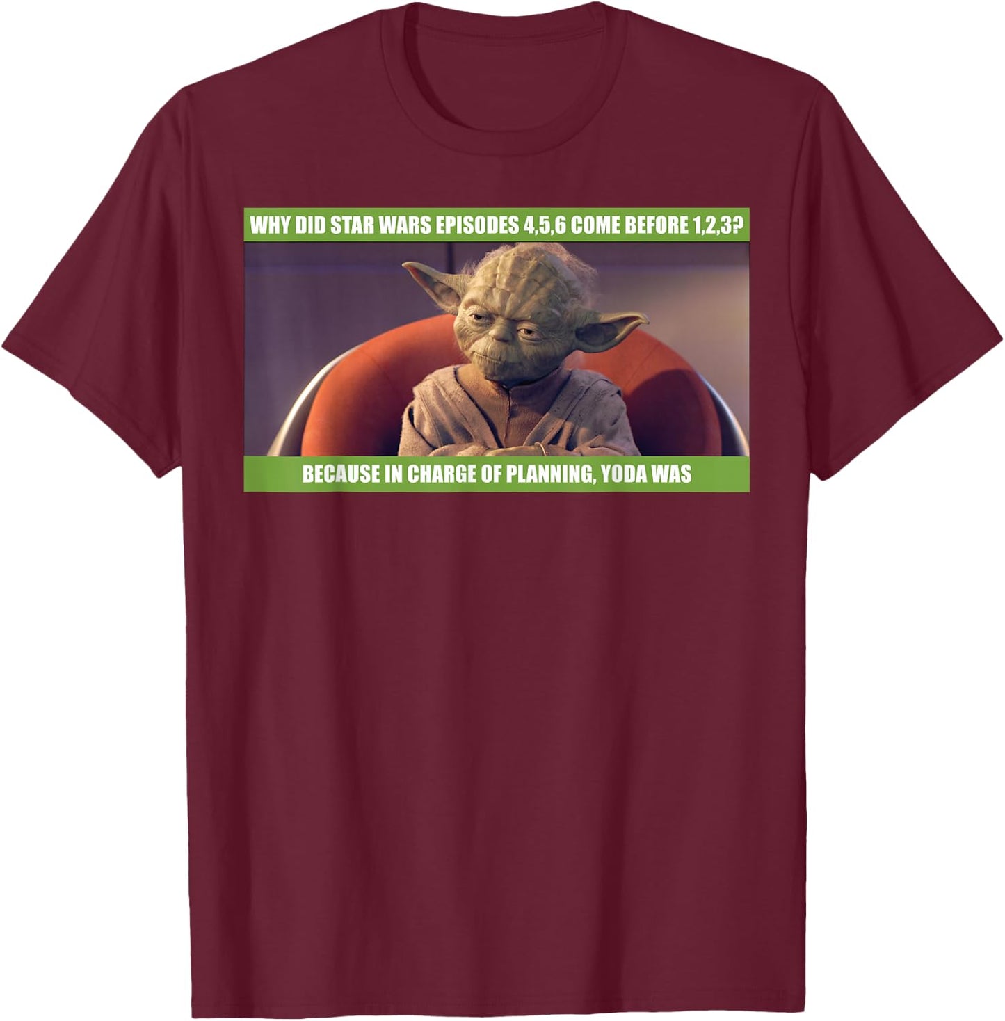 Star Wars Yoda Was In Charge Of Planning Meme T-Shirt - T-Shirt | Maroon