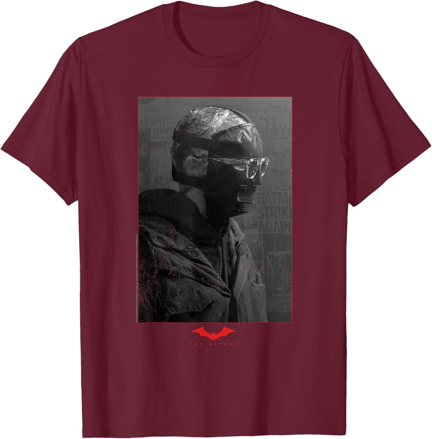 The Batman Riddler Worn Portrait T-Shirt - T-Shirt | Maroon