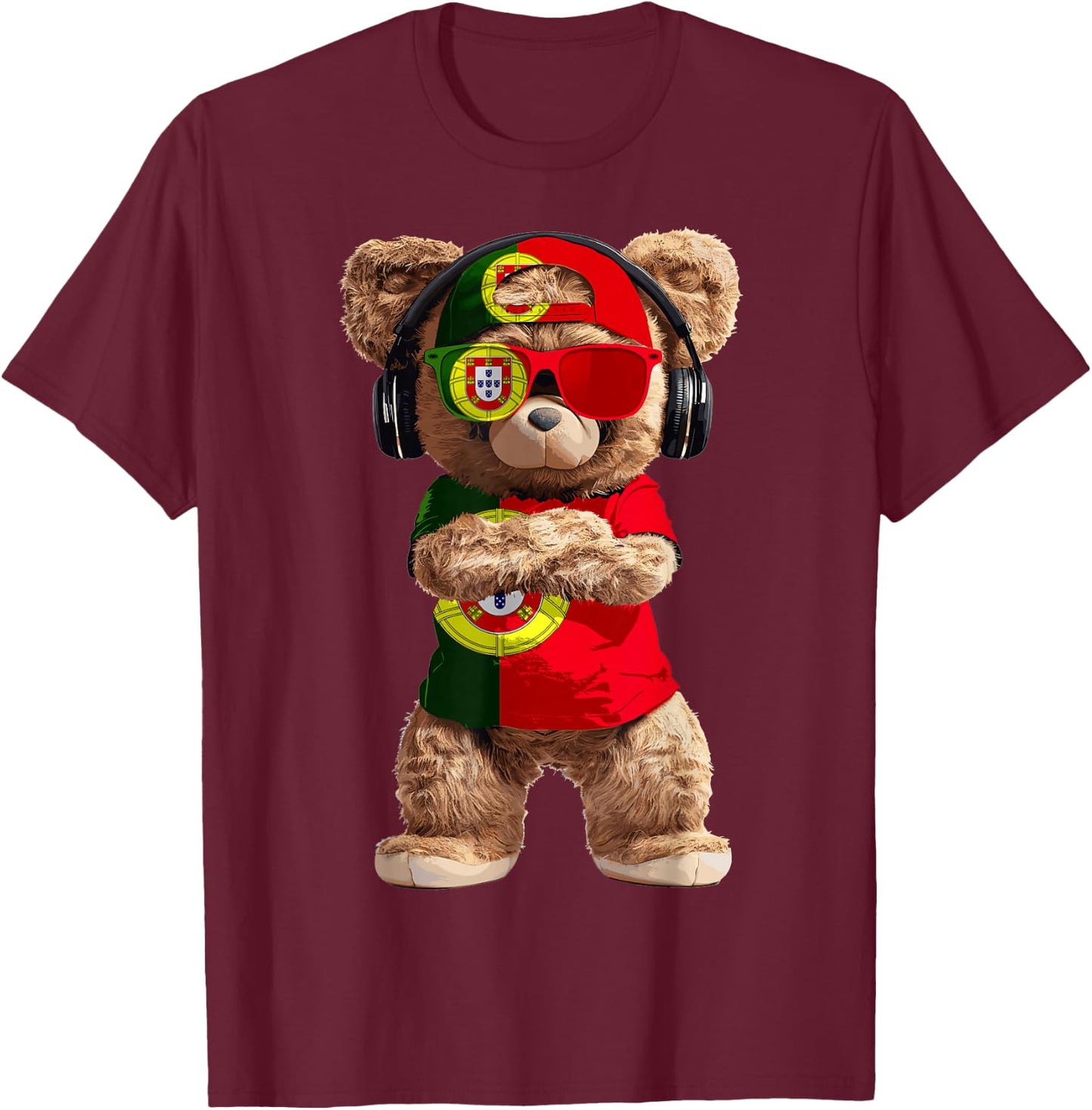 Portugal Flag Souvenirs Bear Outfit Products Portuguese T-Shirt - T-Shirt | Maroon