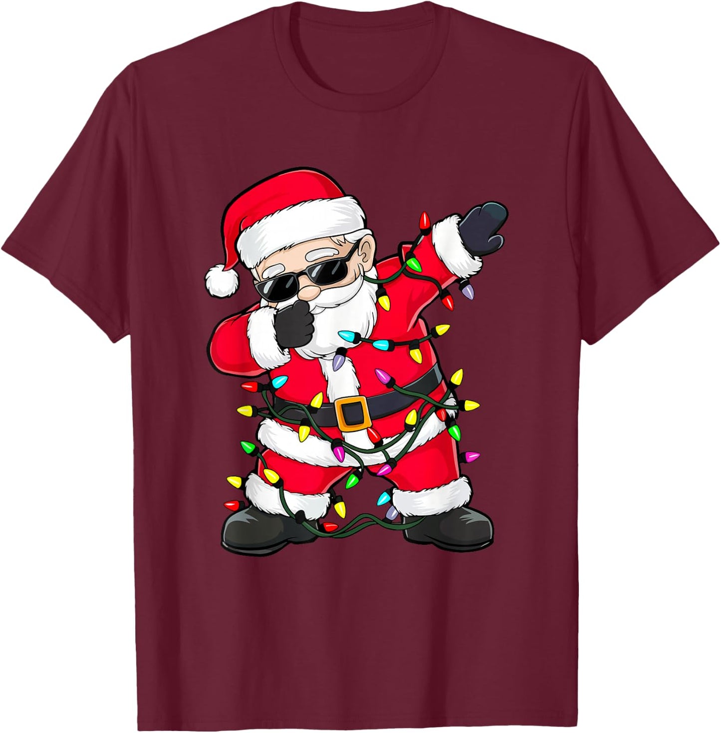 Dabbing Santa Shirt XMas Lights Girls Boys Kids Christmas T-Shirt - T-Shirt | Maroon