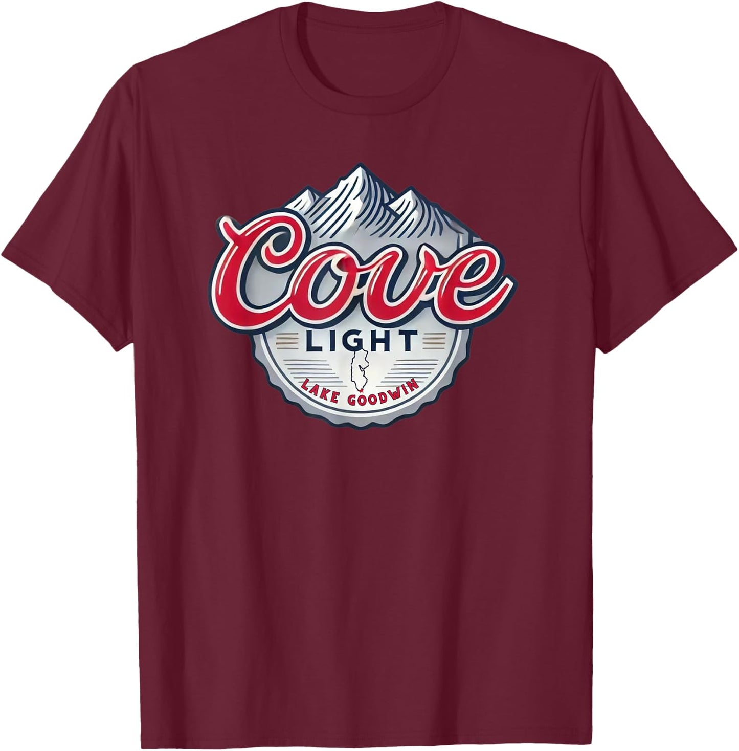 Cove Light, Lake Goodwin Washington T-Shirt - T-Shirt | Maroon