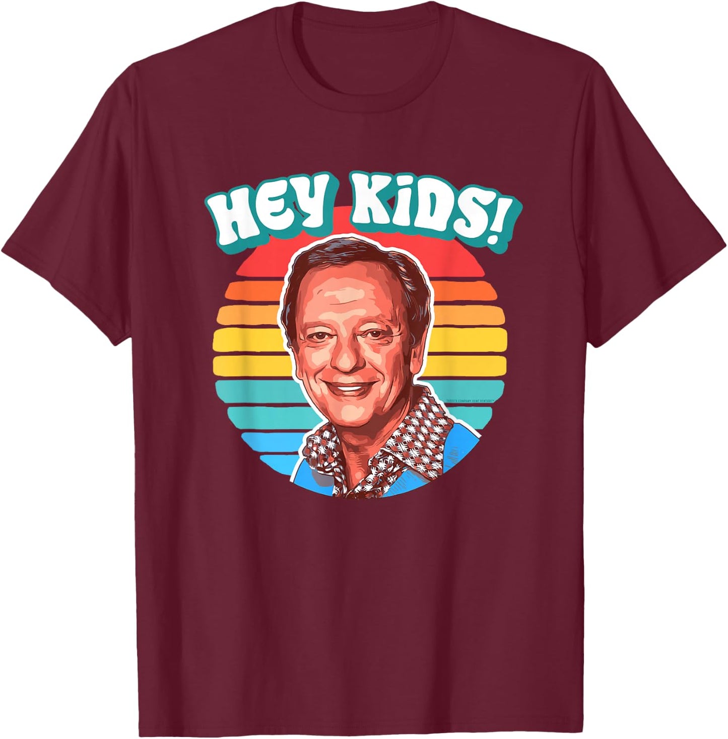 Hey Kids! Funny Mr Furley Three's Company Retro Eighties T-Shirt - T-Shirt | Maroon