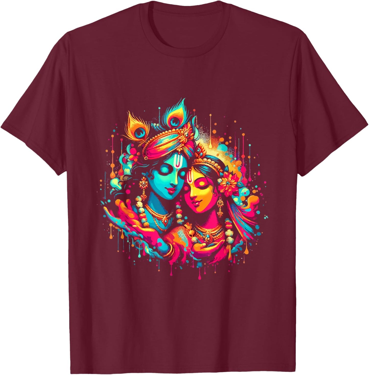 Lord Shri Krishna Radha Rani Radhika Krishna Lover Devotee T-Shirt - T-Shirt | Maroon