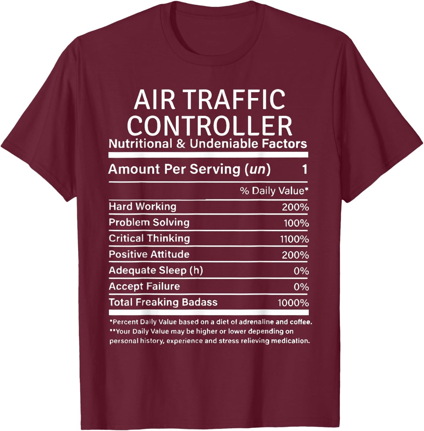 Air Traffic Controller Nutritional Facts Air Traffic Control T-Shirt - T-Shirt | Maroon