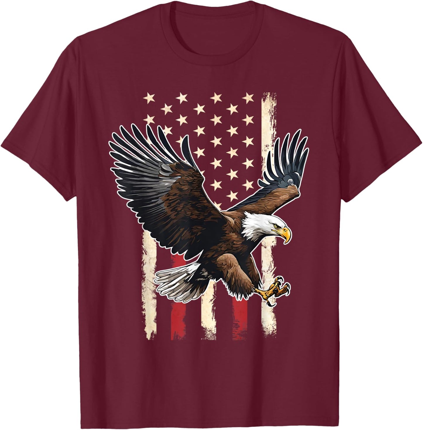Vintage Bald Eagle American flag 4th Of July Boys Patriotic T-Shirt - T-Shirt | Maroon