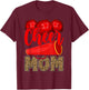 Cheer Mom Biggest Fan Leopard Print Black And Red Pom Pom T-Shirt - T-Shirt | Maroon