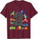 2 Year Old Transportation Birthday Boy 2nd Toddler Truck Car T-Shirt - T-Shirt | Maroon