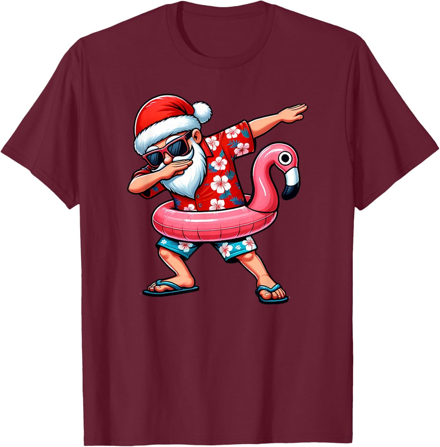 Dabbing Santa Christmas in July Hawaiian Xmas Dab Boys Men T-Shirt - T-Shirt | Maroon