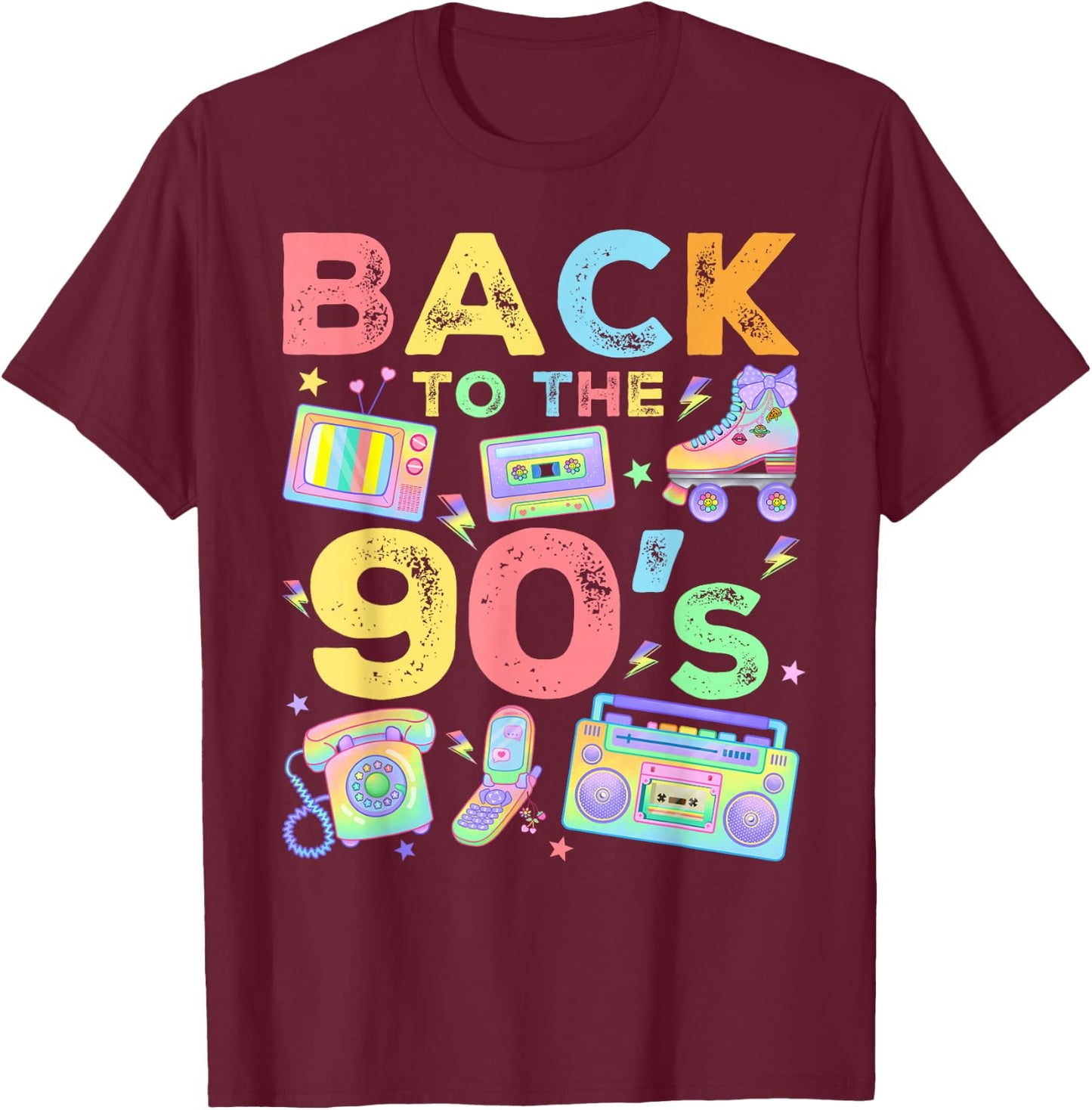 Back To 90's 1990s Vintage Style Nineties Retro Party T-Shirt - T-Shirt | Maroon
