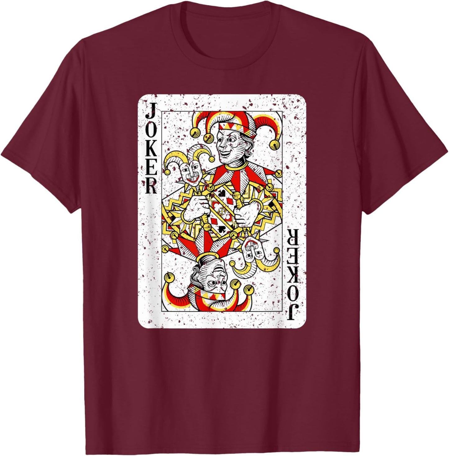 Joker Deck of Playing Cards Vintage Retro Style T-Shirt - T-Shirt | Maroon