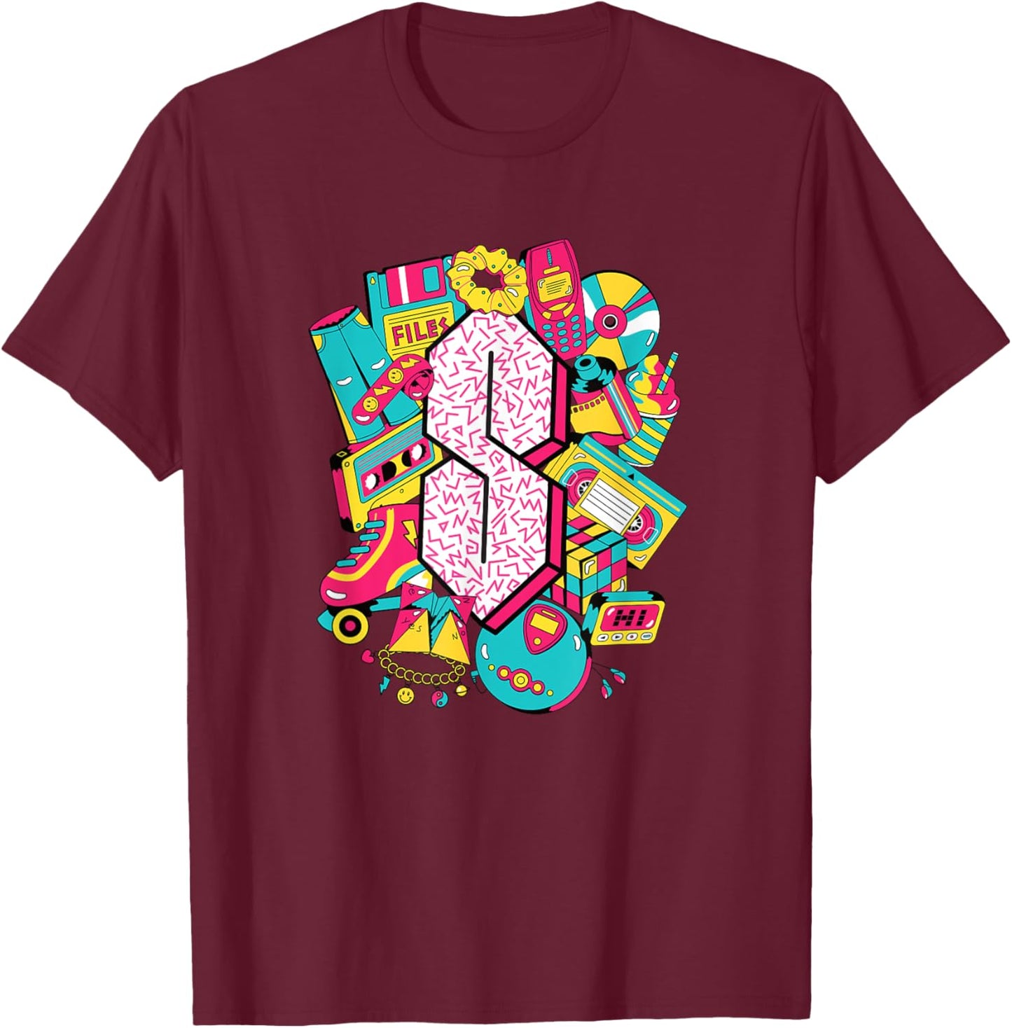 Vintage 1990 Pop Culture 90's Nostalgia T-Shirt - T-Shirt | Maroon