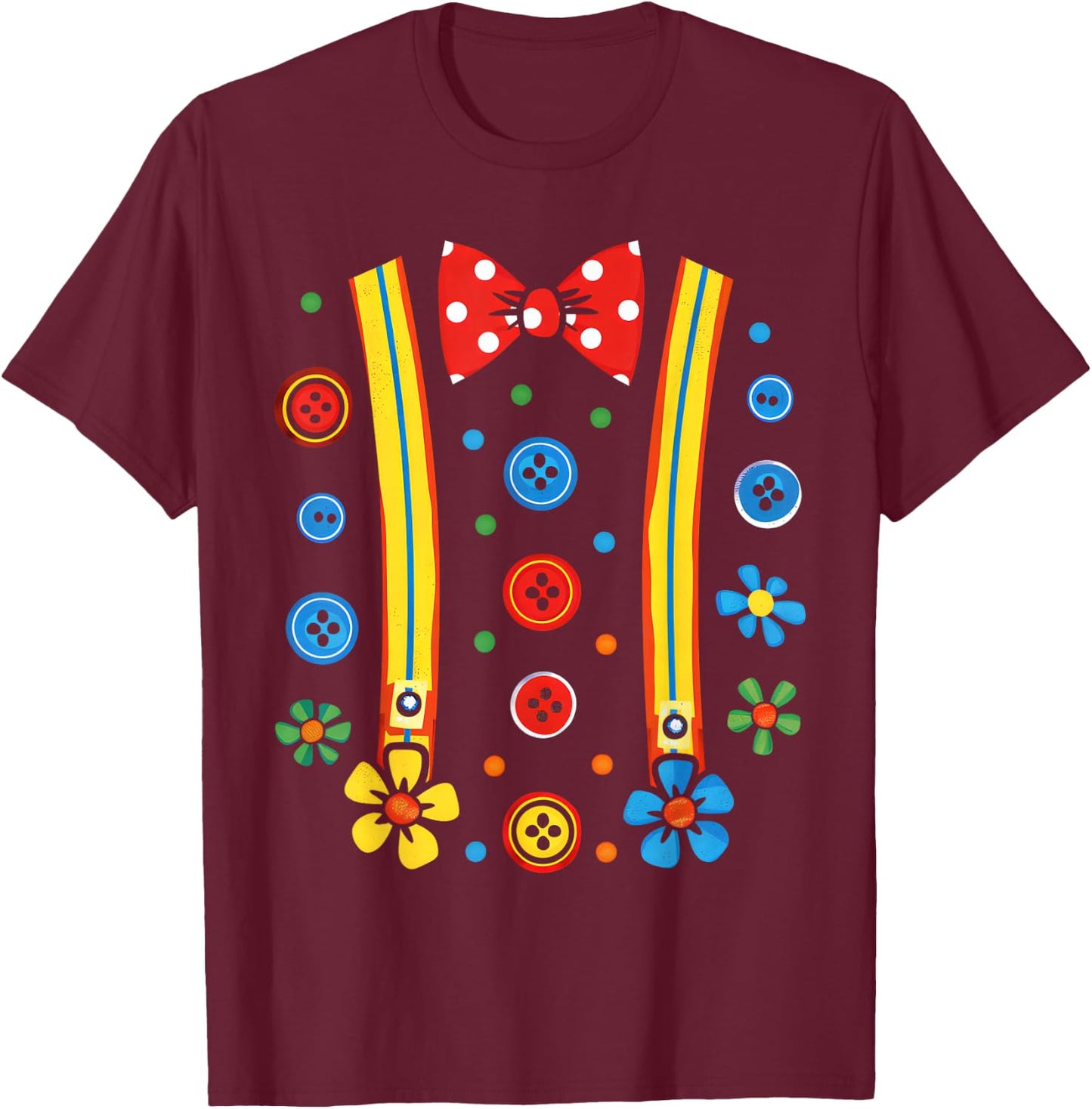 Clown Costume Circus Birthday Party Halloween Men Women Kids T-Shirt - T-Shirt | Maroon