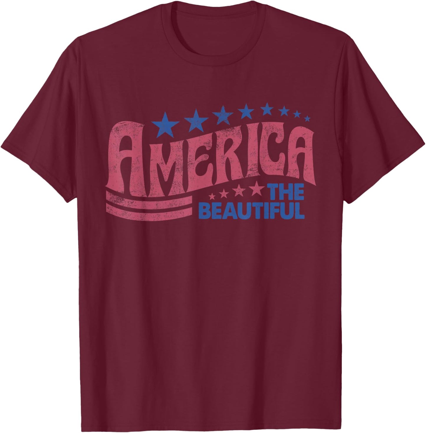 America The Beautiful Retro Vintage American 4th Of July T-Shirt - T-Shirt | Maroon