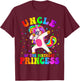 Uncle of the Birthday Princess Girl Dabbing Unicorn Funny T-Shirt - T-Shirt | Maroon