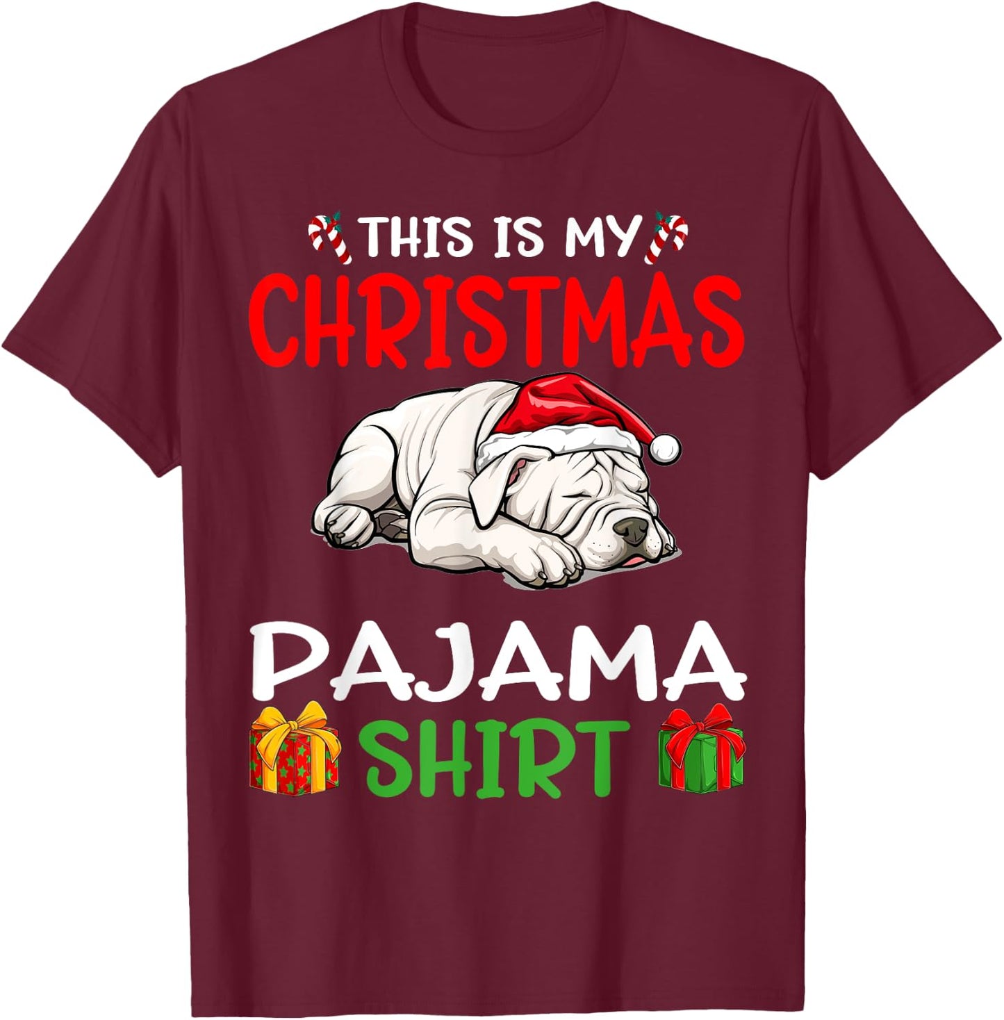 Cute Dogo Argentino Dog This is my Christmas Pajama Women Kids T-Shirt - T-Shirt | Maroon