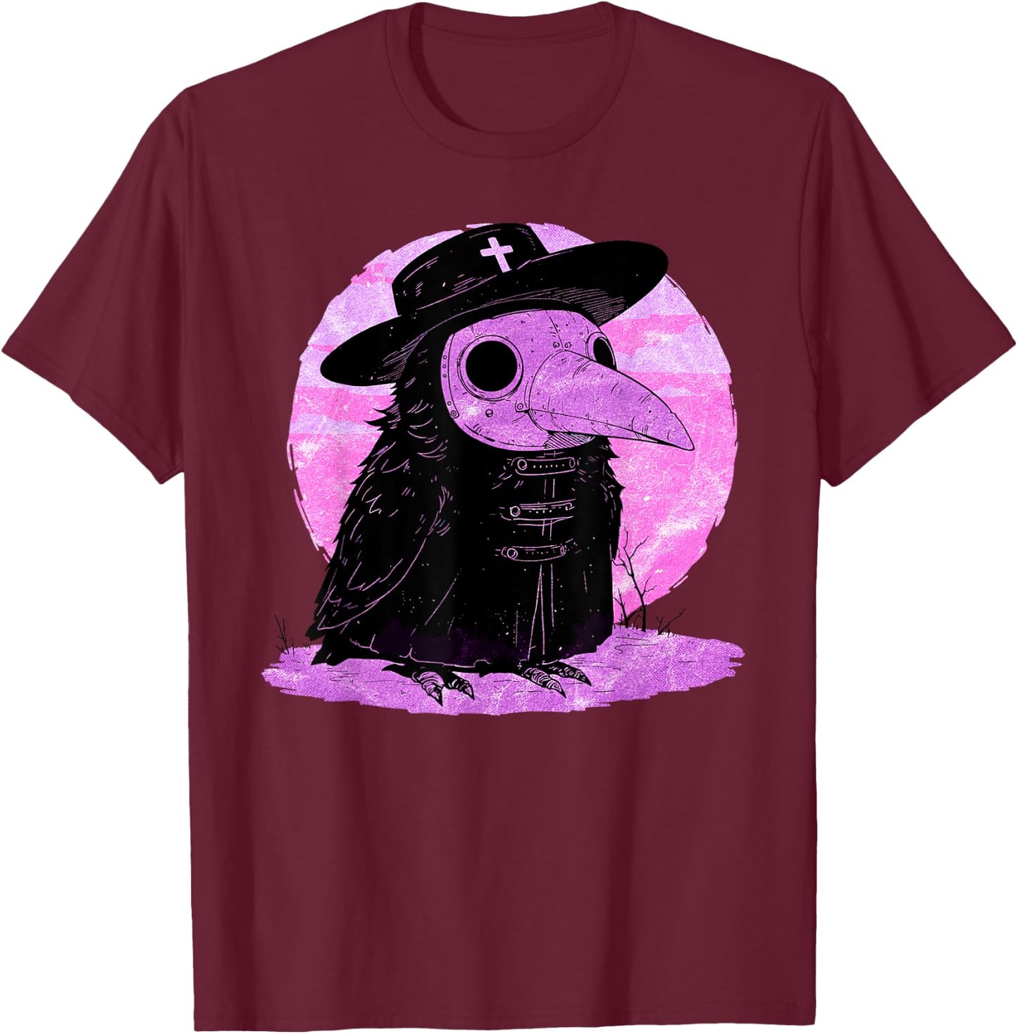 Kawaii Pastel Goth Steam Punk Mask Plague Doctor Crow Goth T-Shirt - T-Shirt | Maroon