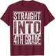 Straight Into 4th Grade Shirt Boy Girl Back To School T-Shirt - T-Shirt | Maroon