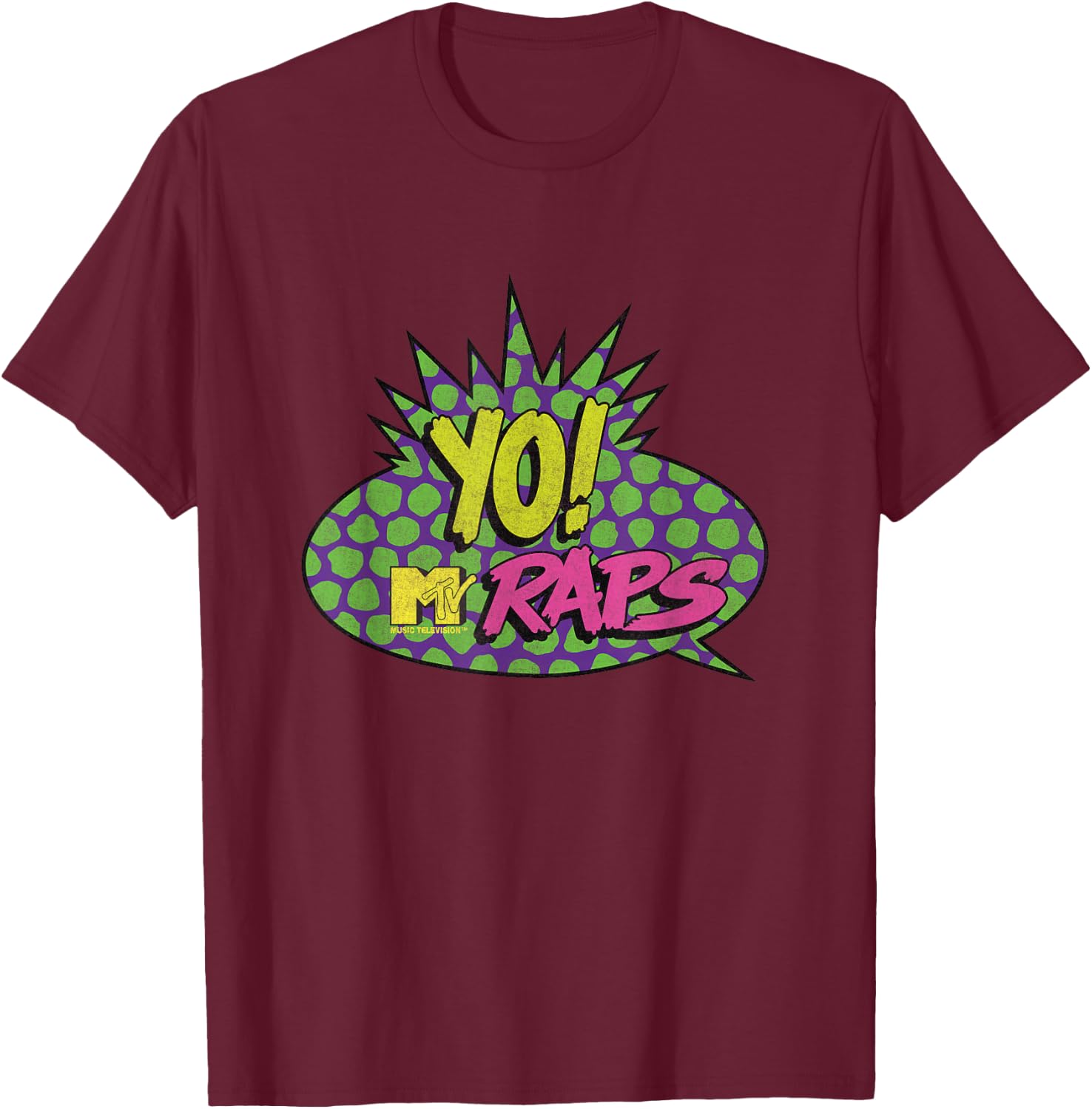 Yo MTV Raps Classic Logo Design T-Shirt - T-Shirt | Maroon
