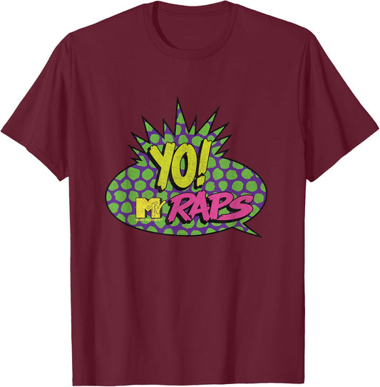 Yo MTV Raps Classic Logo Design T-Shirt - T-Shirt | Maroon