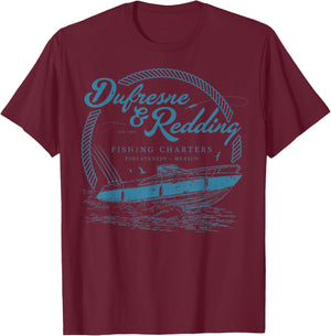 Retro Vintage Dufresne and Redding Fishing Charters Lover T-Shirt - T-Shirt | Maroon