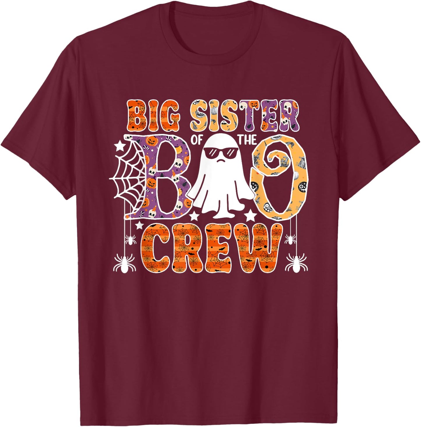 Big Sister Of The Boo Crew Funny Halloween Family Matching T-Shirt - T-Shirt | Maroon