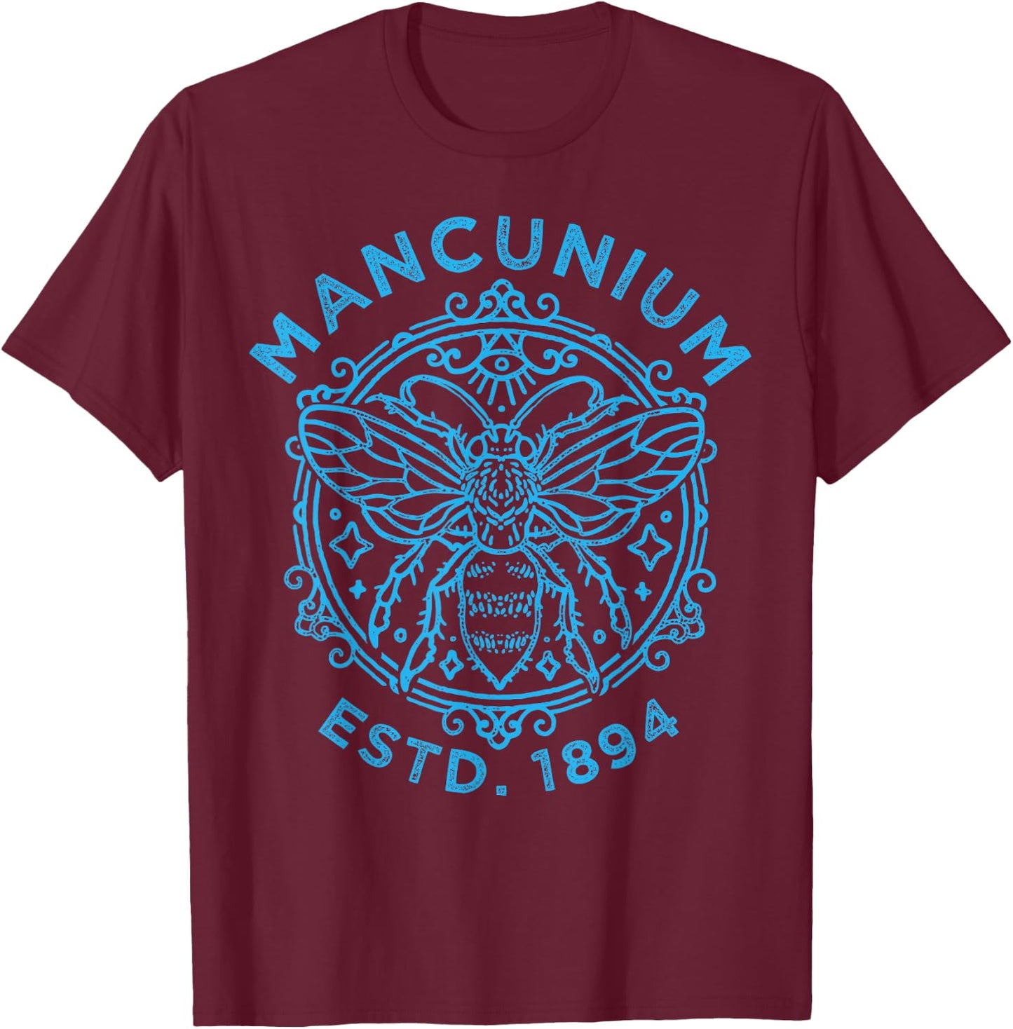 Mancunium 1894, Manchester City Worker Bee Design T-Shirt - T-Shirt | Maroon