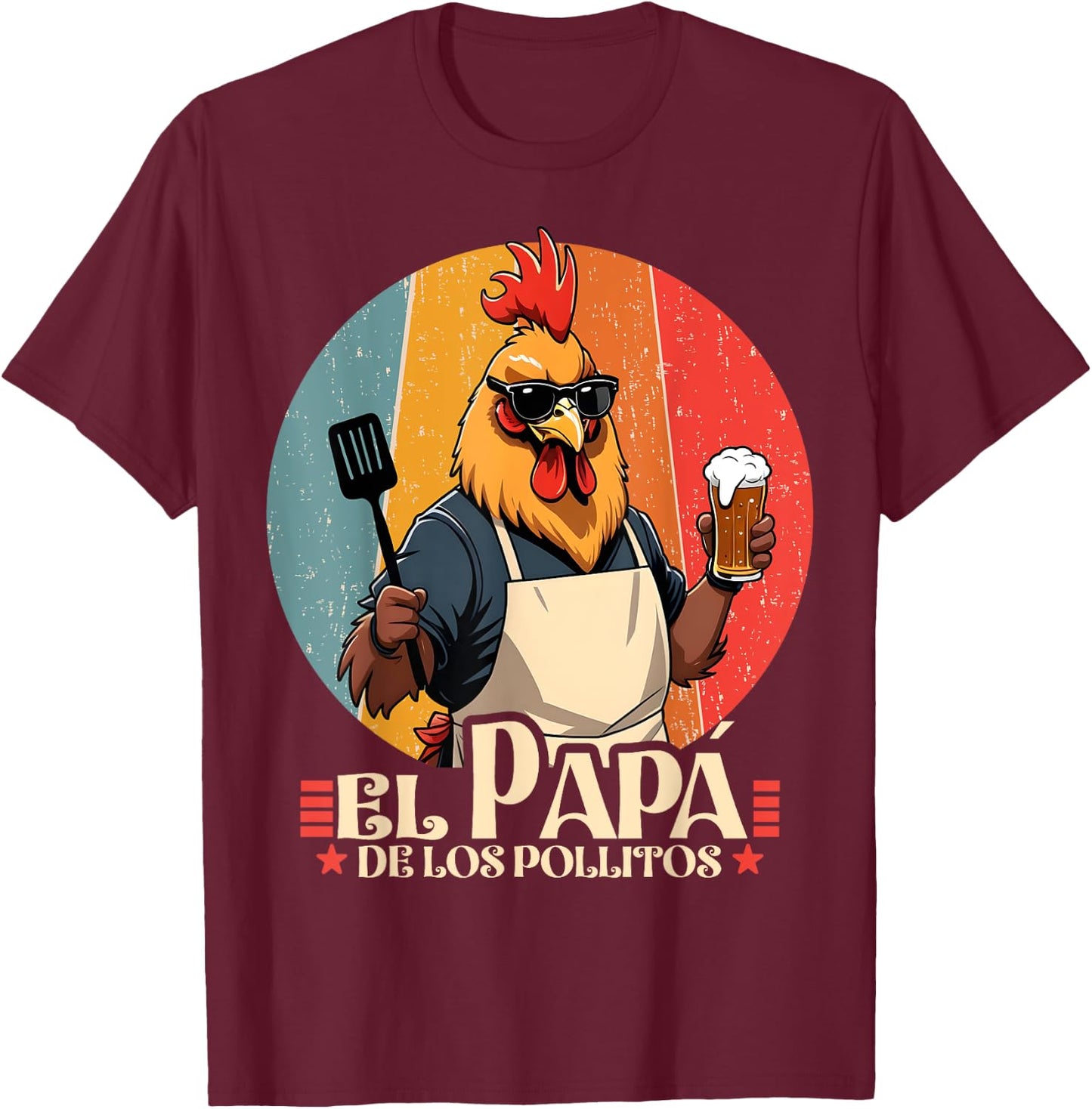 El Papa de lo pollitos funny Spanish Dia del Padre T-Shirt - T-Shirt | Maroon