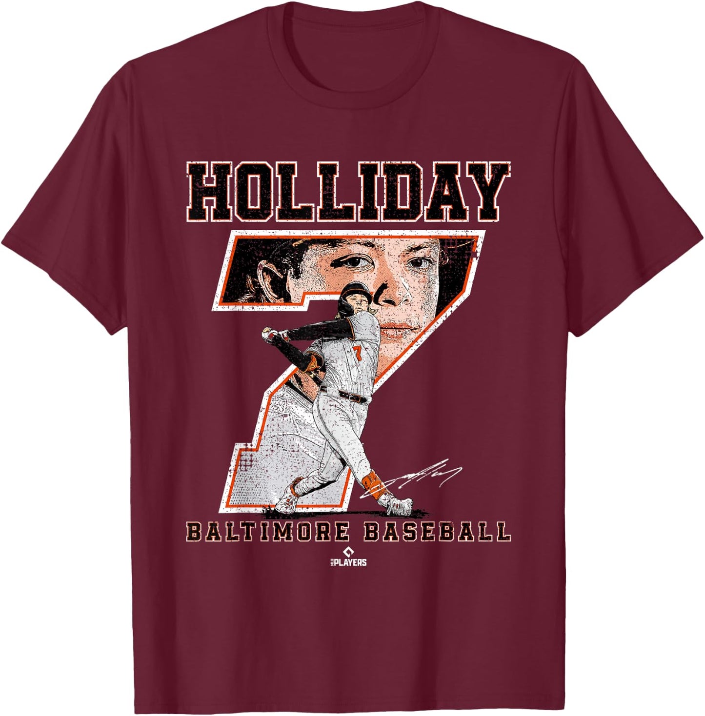 Number and Portrait Jackson Holliday Baltimore MLBPA T-Shirt - T-Shirt | Maroon