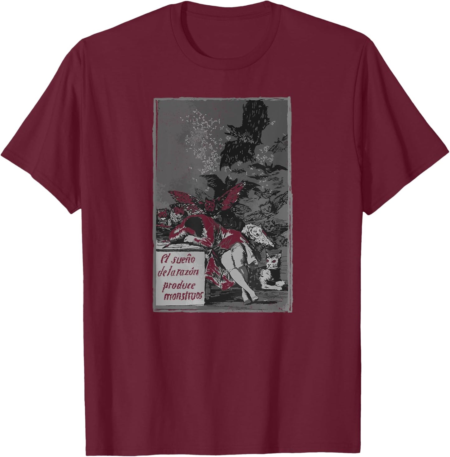 Spanish Francisco Goya Sleep of Reason T-Shirt - T-Shirt | Maroon
