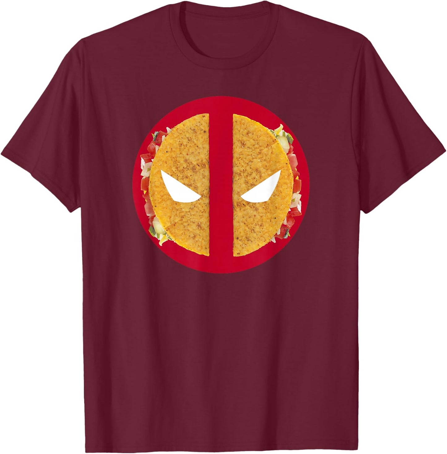 Marvel Deadpool Distressed Comic Taco Logo T-Shirt - T-Shirt | Maroon