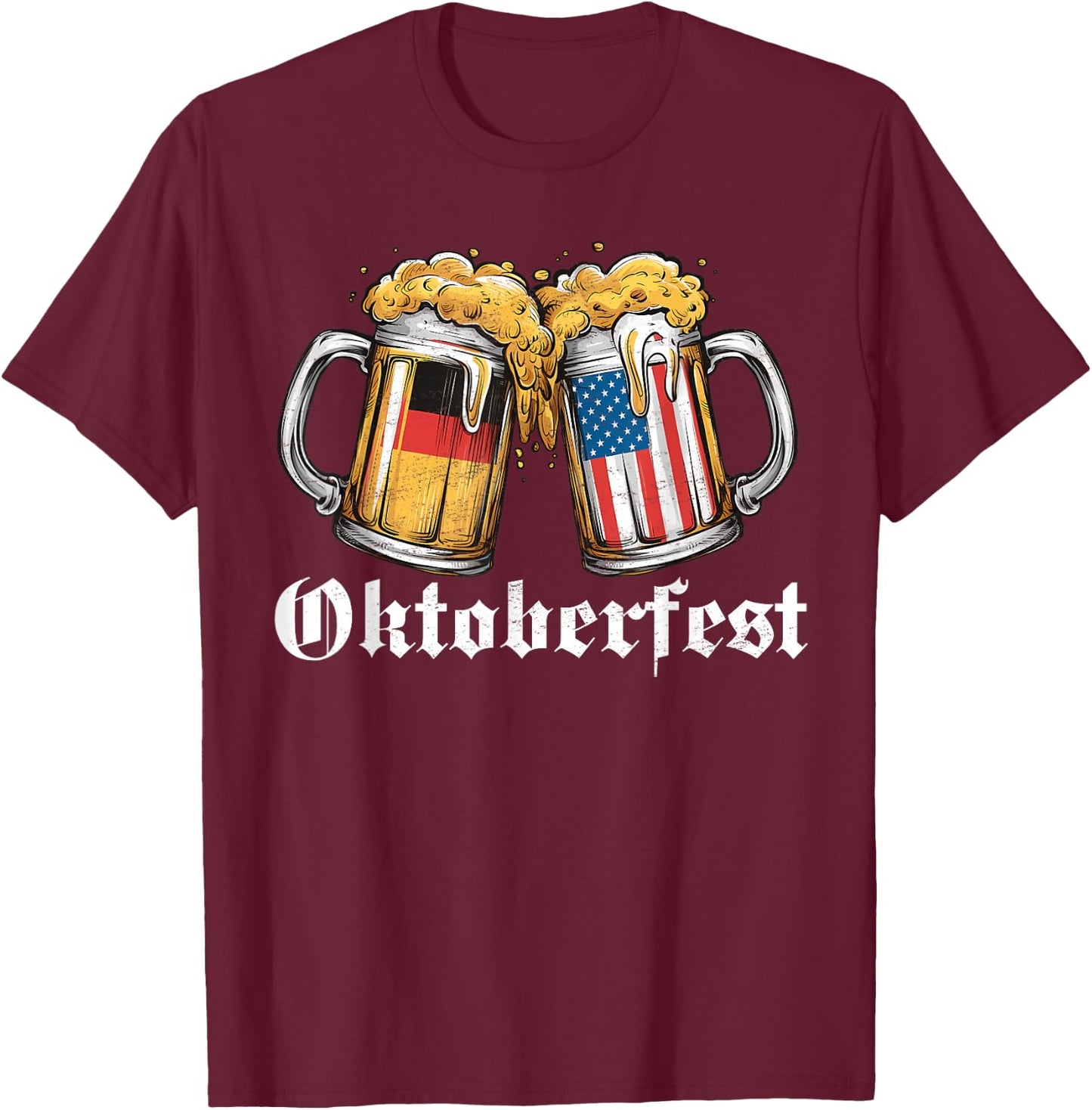 Oktoberfest Beer German American Flag T shirt Oktoberfest T-Shirt - T-Shirt | Maroon