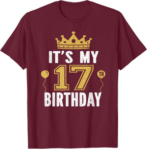 It's My 17th Birthday Gift 17 Years Old Boys and Girls T-Shirt - T-Shirt | Maroon