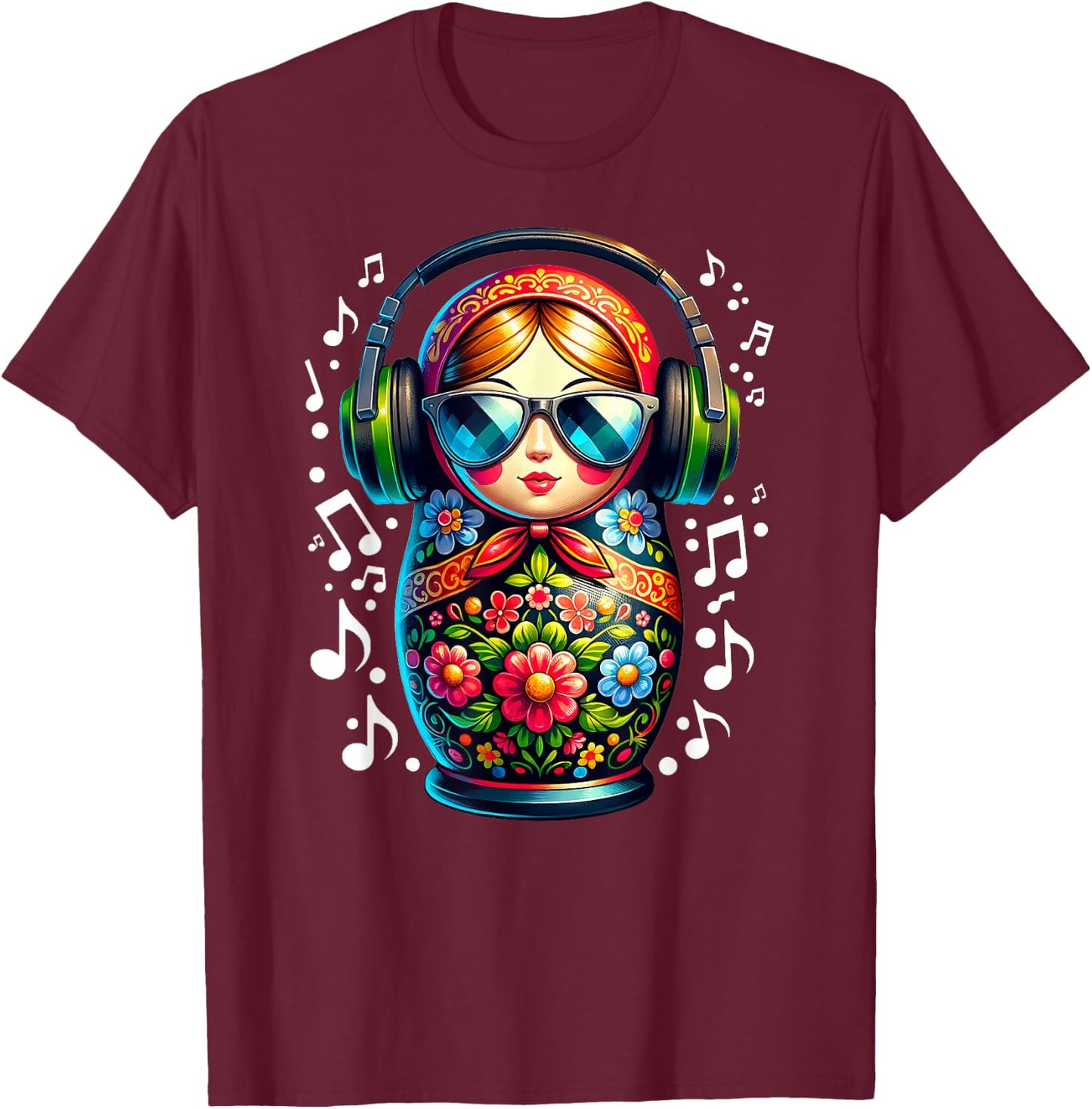 Russian Matryoshka Music Russia Russian Matryoshka T-Shirt - T-Shirt | Maroon