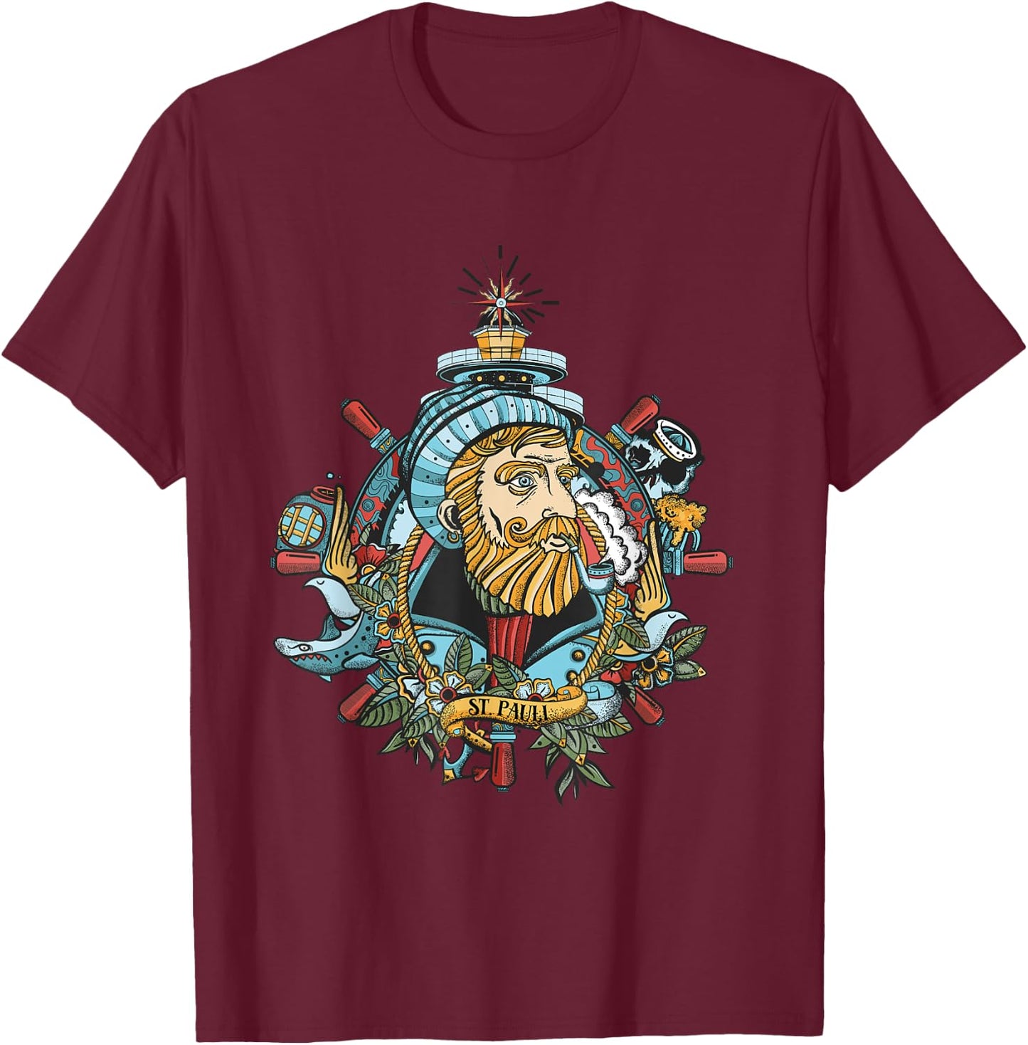 Seadog St. Pauli - Hamburg Cool Sailor Retro Tattoo Style Women T-Shirt - T-Shirt | Maroon