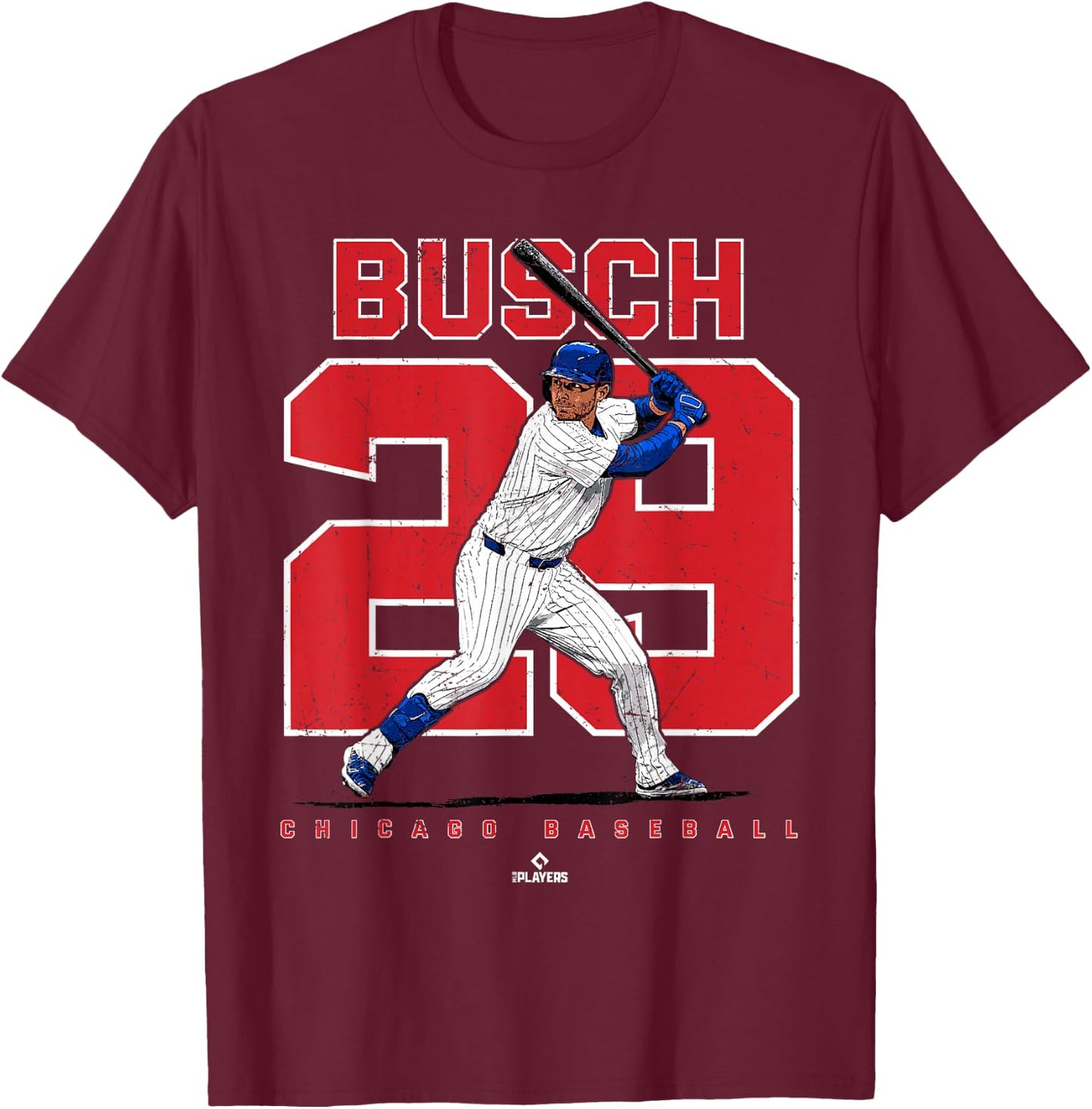 Number & Portrait Michael Busch Chicago MLBPA T-Shirt - T-Shirt | Maroon