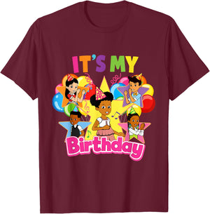 It's My Birthday Girl Gracie Pink Doll Family Decorations T-Shirt - T-Shirt | Maroon