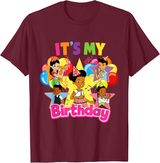 It's My Birthday Girl Gracie Pink Doll Family Decorations T-Shirt - T-Shirt | Maroon