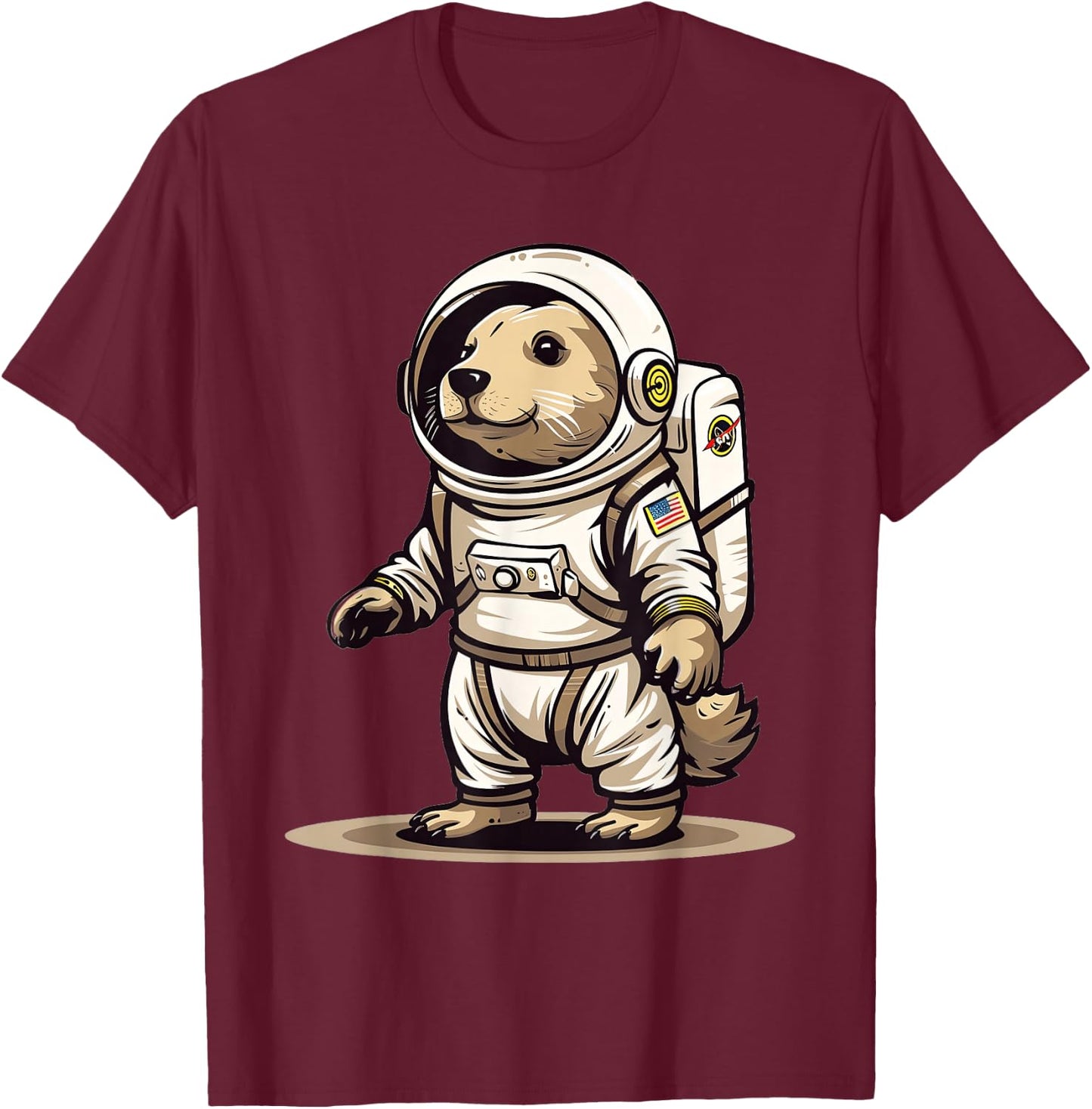 Prairie Dog As An Astronaut T-Shirt - T-Shirt | Maroon