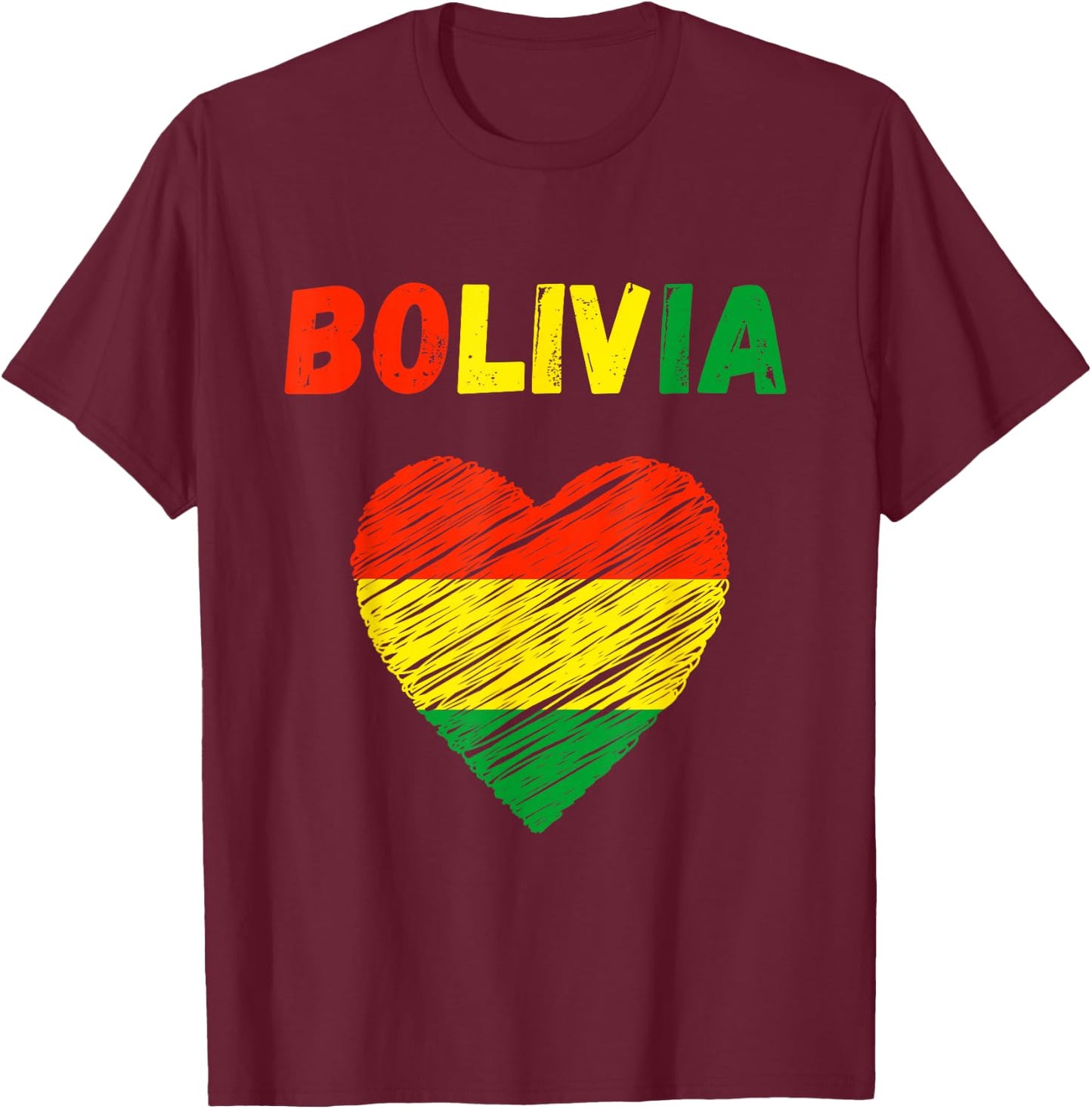 Bolivia Flag Holiday Bolivia Heart Bolivian Flag T-Shirt - T-Shirt | Maroon